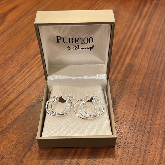 Pure 100 by Danecraft Triple Silver Hoops - Picture 2 of 4